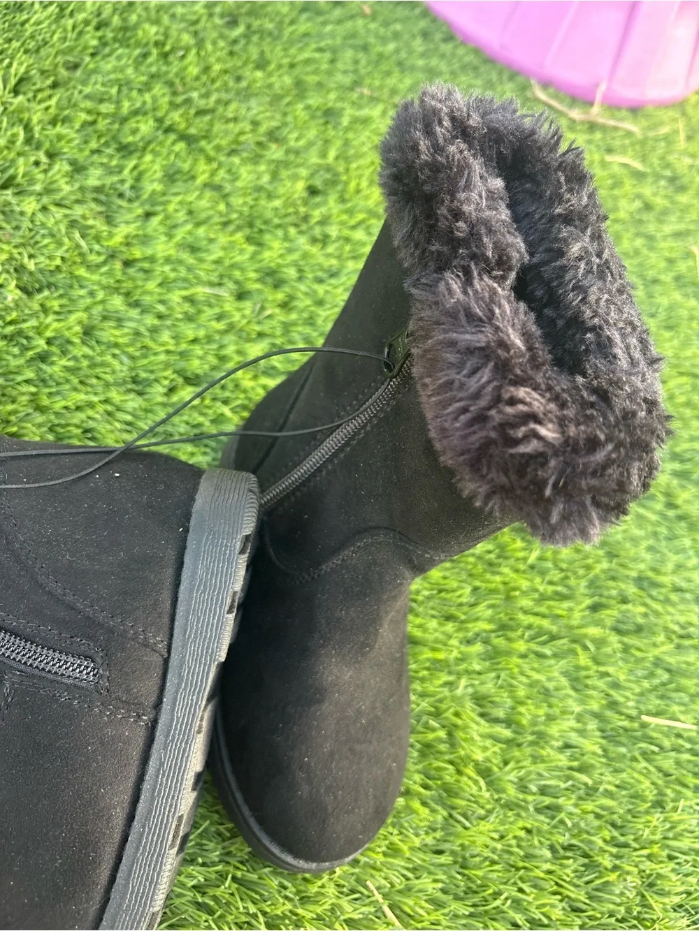 Cat & Jack Black Faux-Fur Kids Boots
